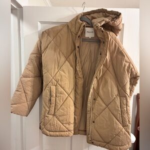 Madewell Tan Quilted Jacket with Hood